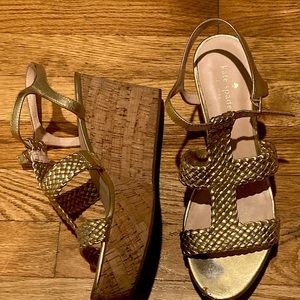 Kate Spade Platform Wedge Gold Sandals Size 9M